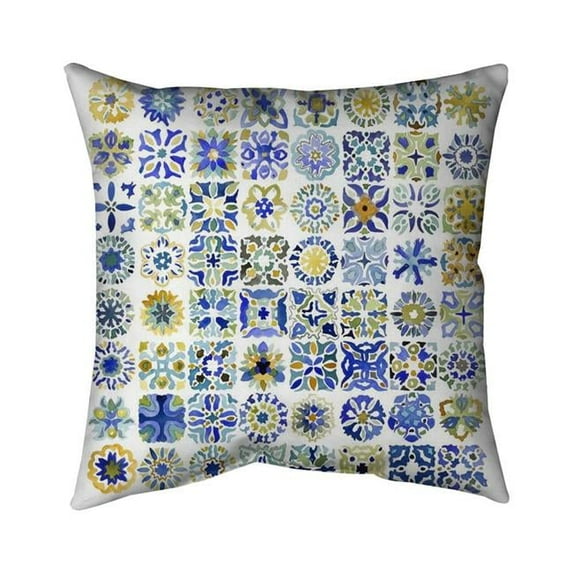 Begin Home Decor 5543-1818-PA7 18 x 18 in. Watercolor Traditional Moroccan Tiles-Double Sided Print Indoor Pillow Cover