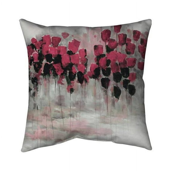 Begin Home Decor 5543-2020-AB24-1 20 x 20 in. Pink & Black Flowers Field-Double Sided Print Indoor Pillow Cover