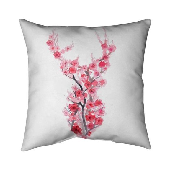 Begin Home Decor 5543-2020-AN398 20 x 20 in. Deer In Cherry Blossoms-Double Sided Print Indoor Pillow Cover