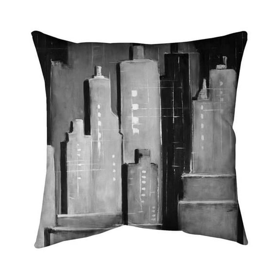 Begin Home Decor 5543-2020-CI301 20 x 20 in. Abstract Black & White Buildings-Double Sided Print Indoor Pillow Cover