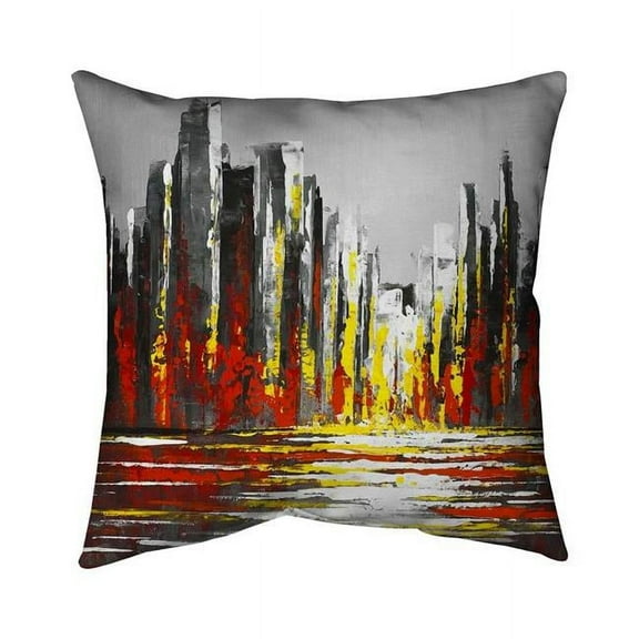 Begin Home Decor 5543-2020-CI334 20 x 20 in. Abstract Red Skyline-Double Sided Print Indoor Pillow Cover