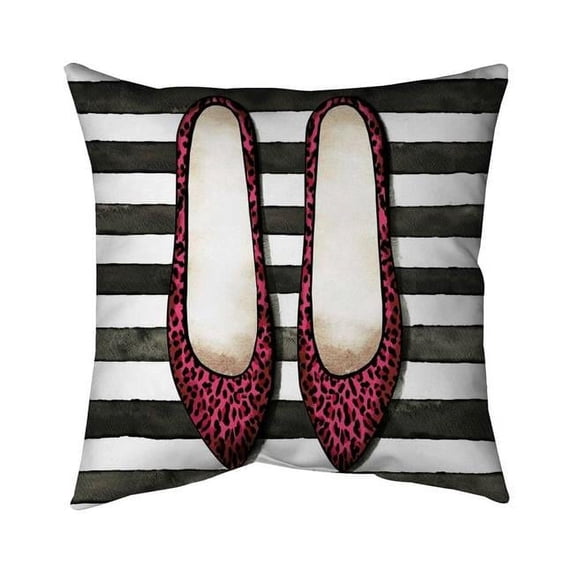 Begin Home Decor 5543-2020-FA6-1 20 x 20 in. Leopard Pink Shoes-Double Sided Print Indoor Pillow Cover