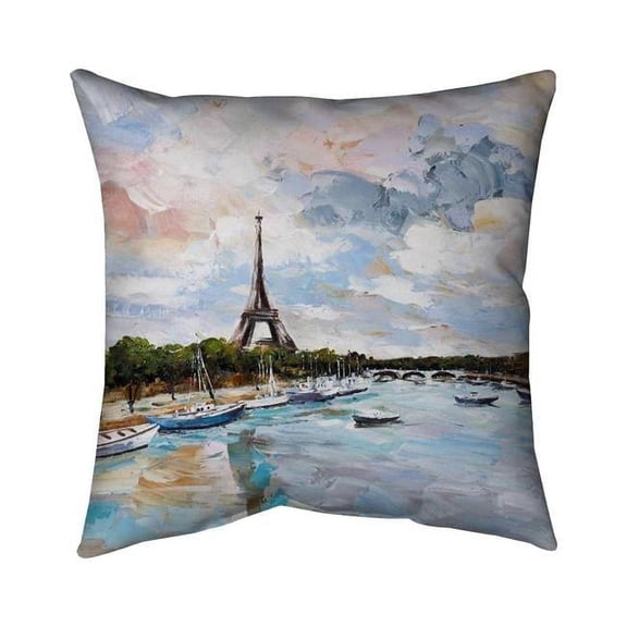 Begin Home Decor 5543-2020-ST30 20 x 20 in. Boats on the Seine At Paris-Double Sided Print Indoor Pillow Cover