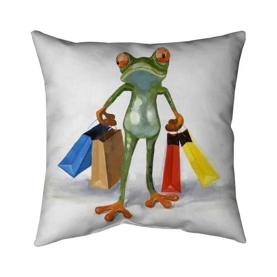 Begin Home Decor 5543-2626-AN27 26 x 26 in. Funny Frog with Shopping Bags-Double Sided Print Indoor Pillow Cover