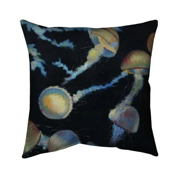 Begin Home Decor 5543-2626-AN433 26 x 26 in. Colorful Jellyfishes in the Dark-Double Sided Print Indoor Pillow Cover