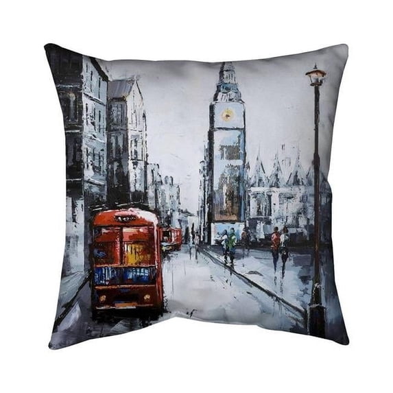 Begin Home Decor 5543-2626-CI177 26 x 26 in. Abstract London & Red Bus-Double Sided Print Indoor Pillow Cover
