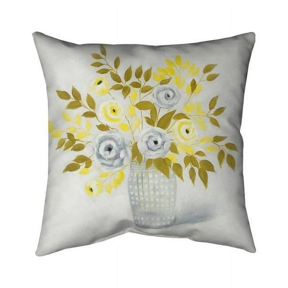 Begin Home Decor 5543-2626-FL119 26 x 26 in. Blue & Yellow Flowers In A Vase-Double Sided Print Indoor Pillow Cover