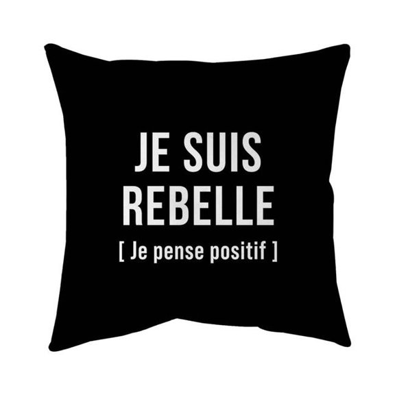 Begin Home Decor 5543-2626-QU49 26 x 26 in. I Am Rebellious - Office White Poly Twill Throw for Home Decor