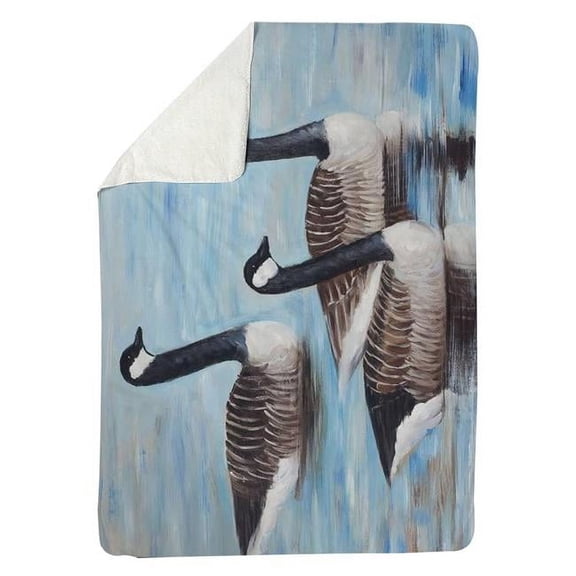 Begin Home Decor 5545-6080-AN165 60 x 80 in. Canada Geese In Water-Sherpa Fleece Blanket