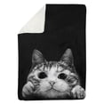 thumbnail image 1 of Begin Home Decor 5545-6080-AN196 60 x 80 in. Curious Cat-Sherpa Fleece Blanket, 1 of 1