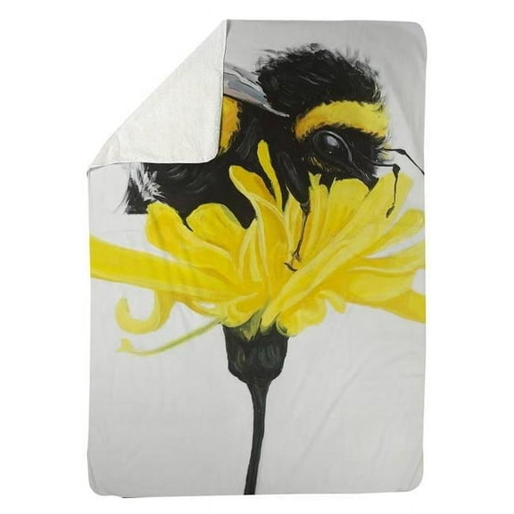 Begin Home Decor 5545-6080-AN329 60 x 80 in. Bumblebee on A Dandelion-Sherpa Fleece Blanket
