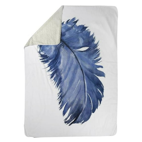 Begin Home Decor 5545-6080-AN429 60 x 80 in. Watercolor Blue Feather-Sherpa Fleece Blanket