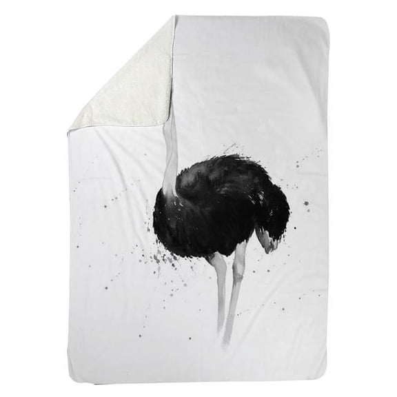 Begin Home Decor 5545-6080-AN457 60 x 80 in. Ostrich In Watercolor-Sherpa Fleece Blanket