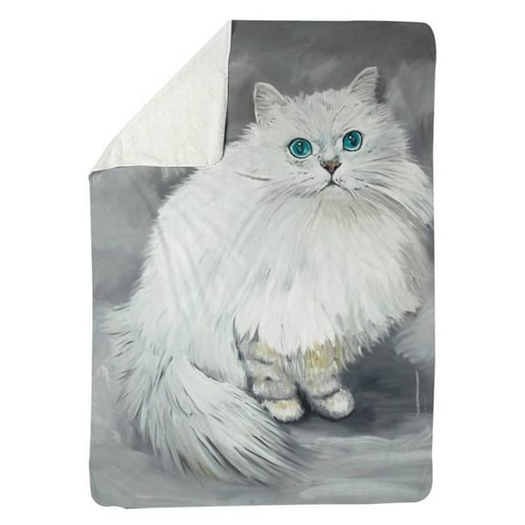 Begin Home Decor 5545-6080-AN498 60 x 80 in. Chinchilla Persian Cat-Sherpa Fleece Blanket