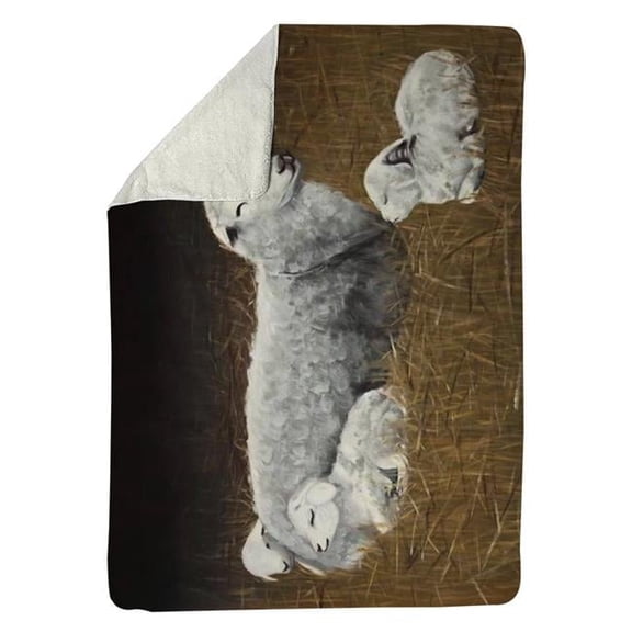 Begin Home Decor 5545-6080-AN509 60 x 80 in. Sheep & Lambs-Sherpa Fleece Blanket