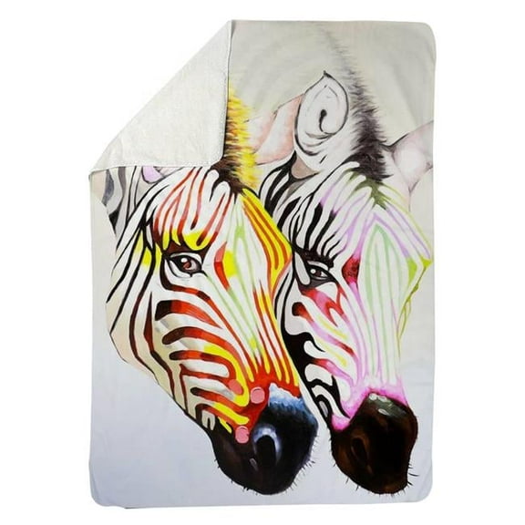 Begin Home Decor 5545-6080-AN56 60 x 80 in. Couple of Colorful Zebras-Sherpa Fleece Blanket