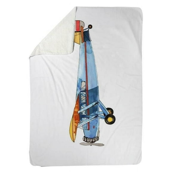 Begin Home Decor 5545-6080-CH10 60 x 80 in. Small Blue Plane-Sherpa Fleece Blanket