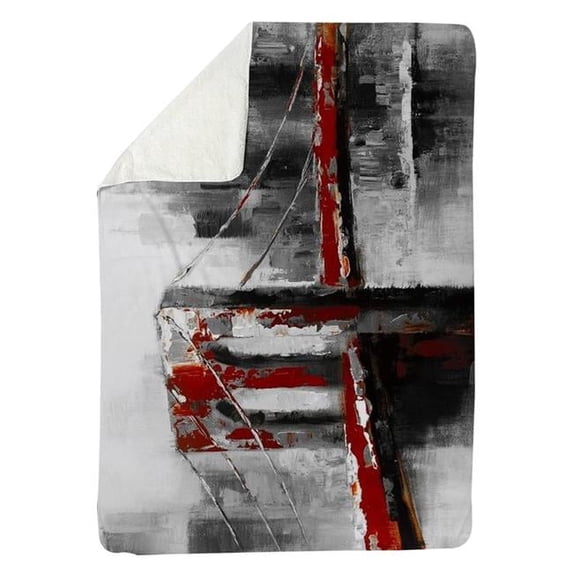 Begin Home Decor 5545-6080-CI133 60 x 80 in. Abstract & Red Brooklyn Bridge-Sherpa Fleece Blanket