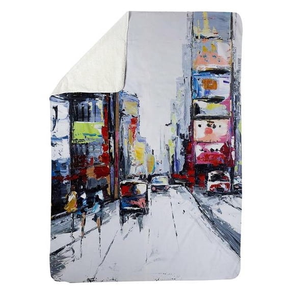 Begin Home Decor 5545-6080-CI178 60 x 80 in. Time Square-Sherpa Fleece Blanket