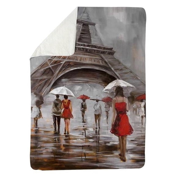 Begin Home Decor 5545-6080-CI206 60 x 80 in. Near The Eiffel Tower-Sherpa Fleece Blanket