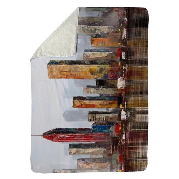 Begin Home Decor 5545-6080-CI232 60 x 80 in. Rust Looking City-Sherpa Fleece Blanket