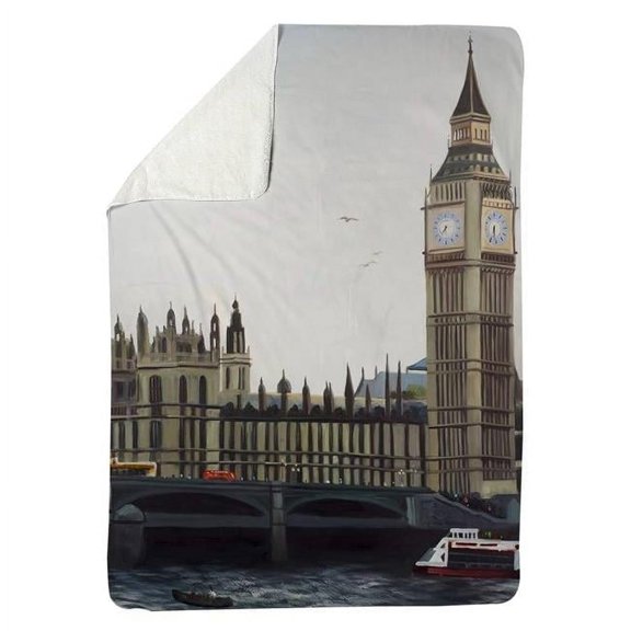 Begin Home Decor 5545-6080-CI259 60 x 80 in. Big Ben Clock Elizabeth Tower In London-Sherpa Fleece Blanket