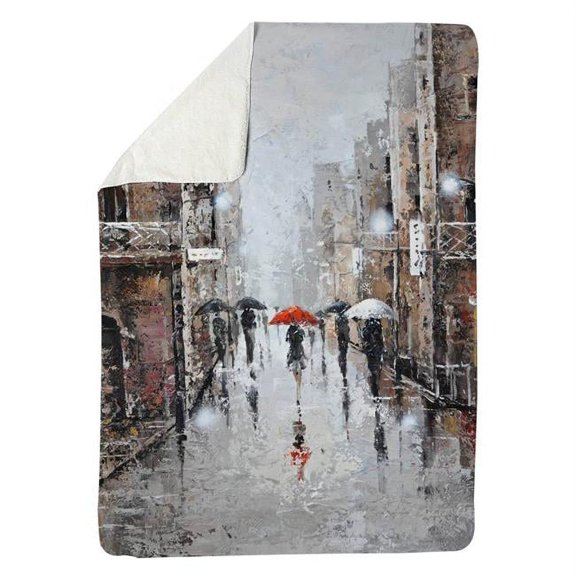 Begin Home Decor 5545-6080-CI27 60 x 80 in. City Rain-Sherpa Fleece Blanket