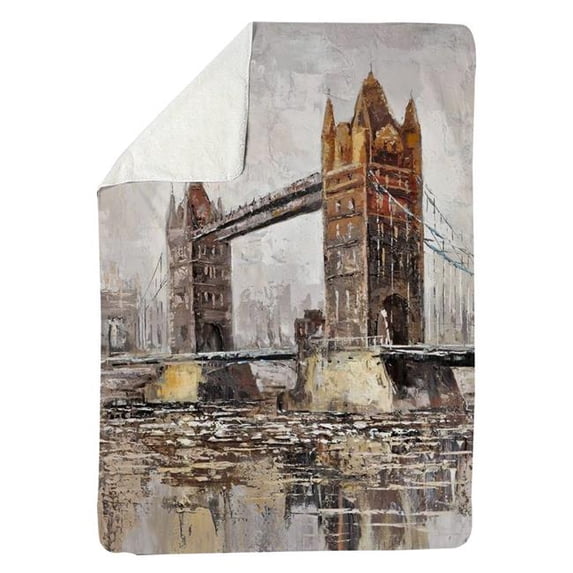 Begin Home Decor 5545-6080-CI29 60 x 80 in. London Tower Bridge-Sherpa Fleece Blanket