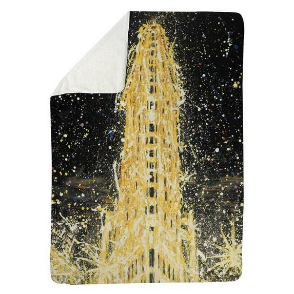 Begin Home Decor 5545-6080-CI304 60 x 80 in. Abstract Flatiron Building-Sherpa Fleece Blanket