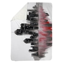 Begin Home Decor 5545-6080-CI341 60 x 80 in. Red Watercolor Cityscape-Sherpa Fleece Blanket