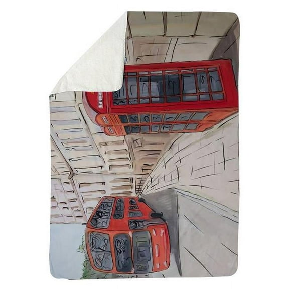 Begin Home Decor 5545-6080-CI359 60 x 80 in. London Bus & Telephone Booth-Sherpa Fleece Blanket