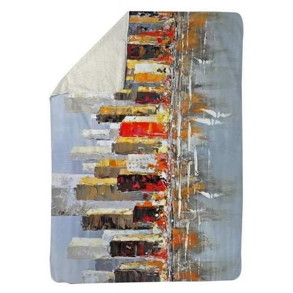 Begin Home Decor 5545-6080-CI42 60 x 80 in. Colorful Buildings with Water Reflection-Sherpa Fleece Blanket