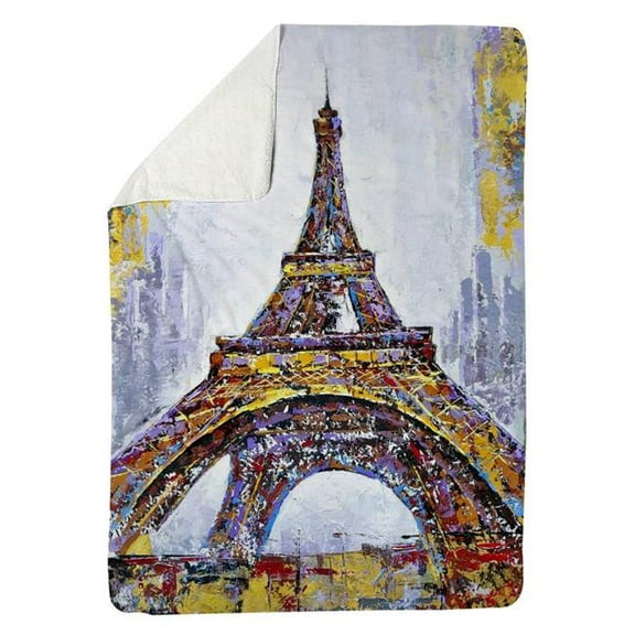 Begin Home Decor 5545-6080-CI46 60 x 80 in. Abstract Paint Splash Eiffel Tower-Sherpa Fleece Blanket