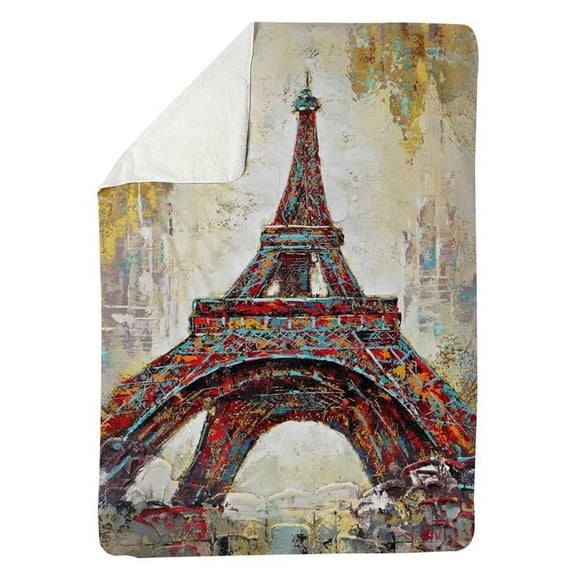 Begin Home Decor 5545-6080-CI47 60 x 80 in. Abstract Eiffel Tower-Sherpa Fleece Blanket