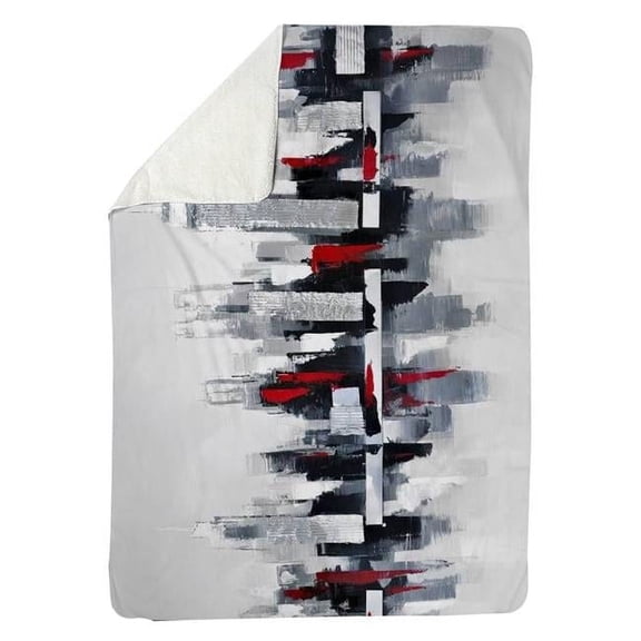 Begin Home Decor 5545-6080-CI55 60 x 80 in. Grey & Red Cityscape-Sherpa Fleece Blanket