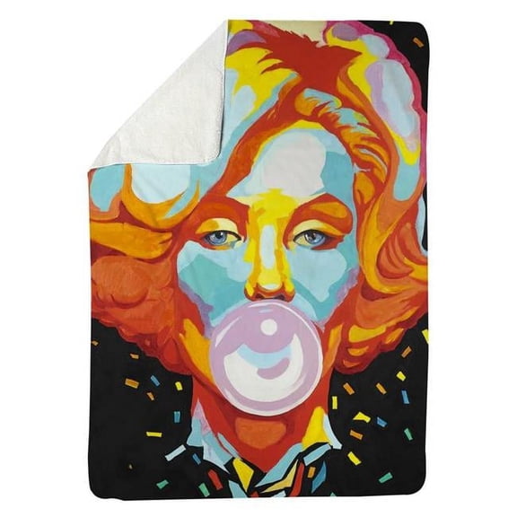 Begin Home Decor 5545-6080-FI50 60 x 80 in. Colorful Marilyne Monroe Bubblegum-Sherpa Fleece Blanket