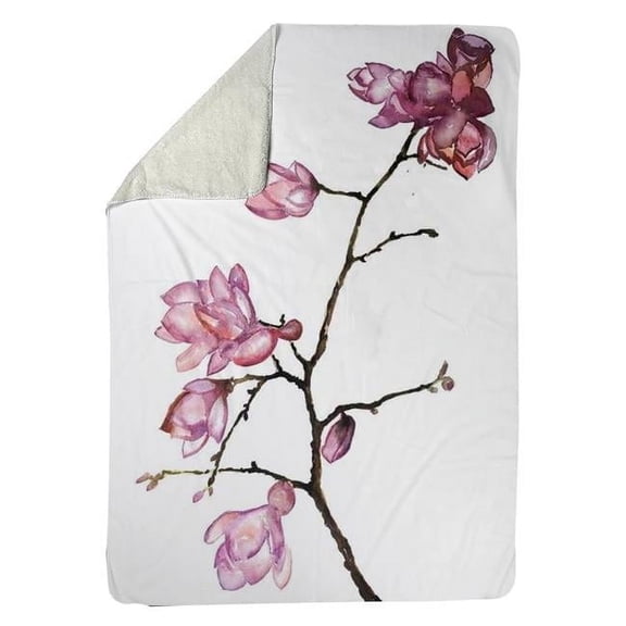 Begin Home Decor 5545-6080-FL312 60 x 80 in. Branch of Cherry Blossoms-Sherpa Fleece Blanket