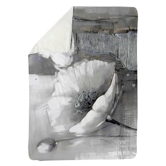 Begin Home Decor 5545-6080-FL36 60 x 80 in. Industrial Monochrome Flowers-Sherpa Fleece Blanket