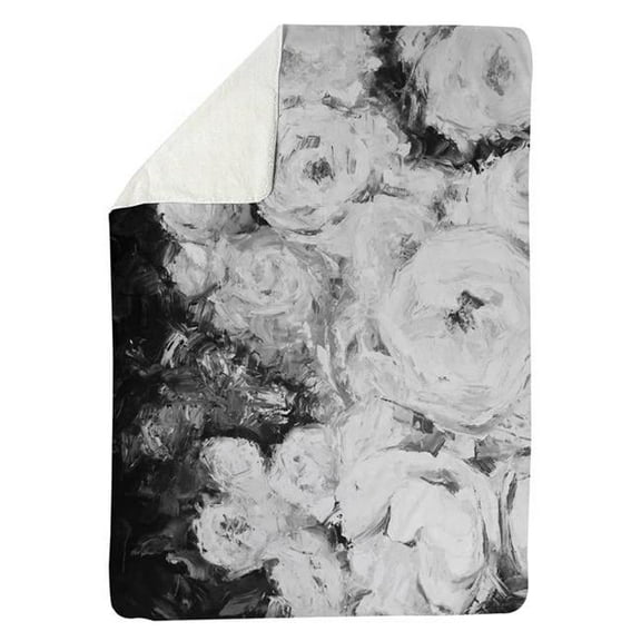 Begin Home Decor 5545-6080-FL368-1 60 x 80 in. Monochrome Rose Garden-Sherpa Fleece Blanket