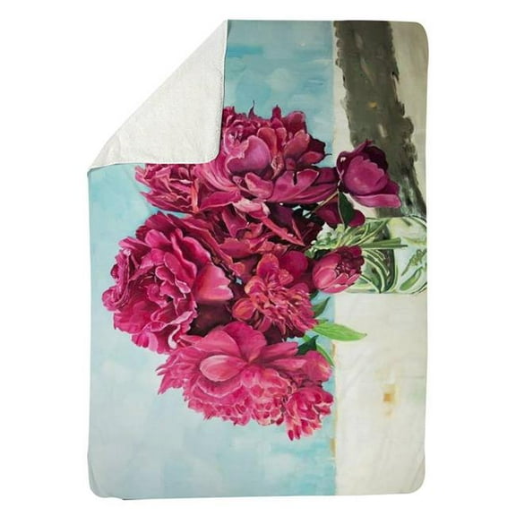 Begin Home Decor 5545-6080-FL372 60 x 80 in. Fuchsia Peony-Sherpa Fleece Blanket
