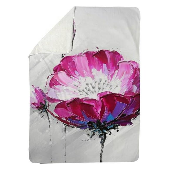 Begin Home Decor 5545-6080-FL59 60 x 80 in. Fuchsia Wild Flower-Sherpa Fleece Blanket