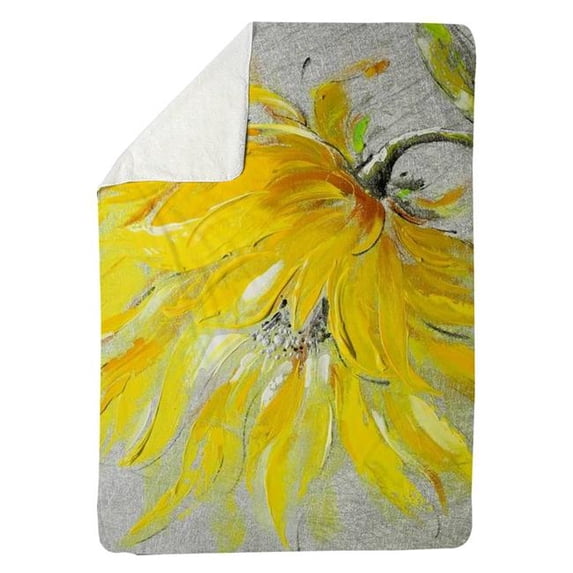 Begin Home Decor 5545-6080-FL70 60 x 80 in. Yellow Flower-Sherpa Fleece Blanket