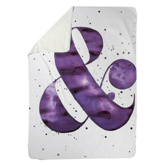 Begin Home Decor 5545-6080-TY19 60 x 80 in. Ampersand Purple-Sherpa Fleece Blanket