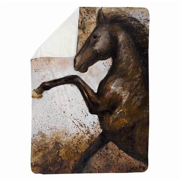 Begin Home Decor 5545-8060-AN90 60 x 80 in. Horse Rushing Into the Soil Sherpa Fleece Blanket - Home Decor