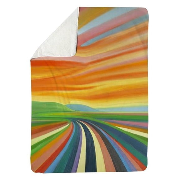 Begin Home Decor 5545-8060-LA88 60 x 80 in. Colorful Road Sherpa Fleece Blanket - Mountains Home Decor
