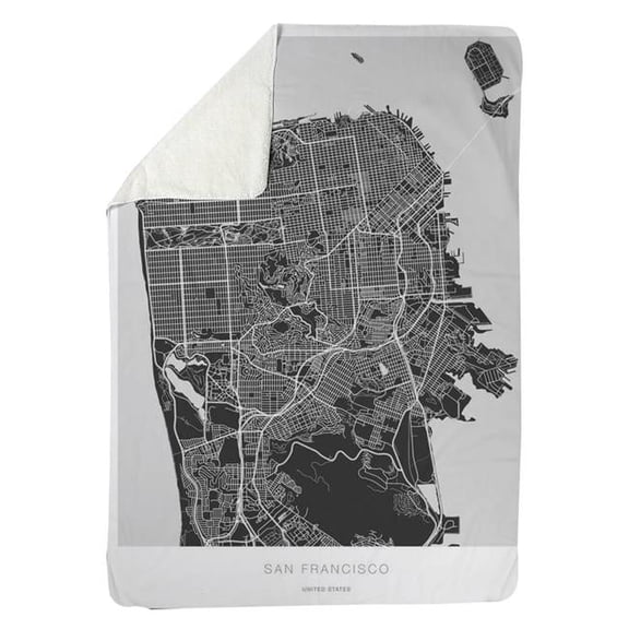 Begin Home Decor 5545-8060-TV17-1 60 x 80 in. San Francisco Map Sherpa Fleece Blanket - Industrial Decor
