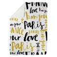 thumbnail image 1 of Begin Home Decor 5545-8060-TY1 60 x 80 in. Bonjour Paris Yellow Typo Sherpa Fleece Blanket - Home Decor, 1 of 1