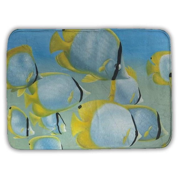 Begin Home Decor 5930-1724-AN174 17 x 24 in. Butterfly Fishes Yellow Bath Mat - Animal Bathroom Decor