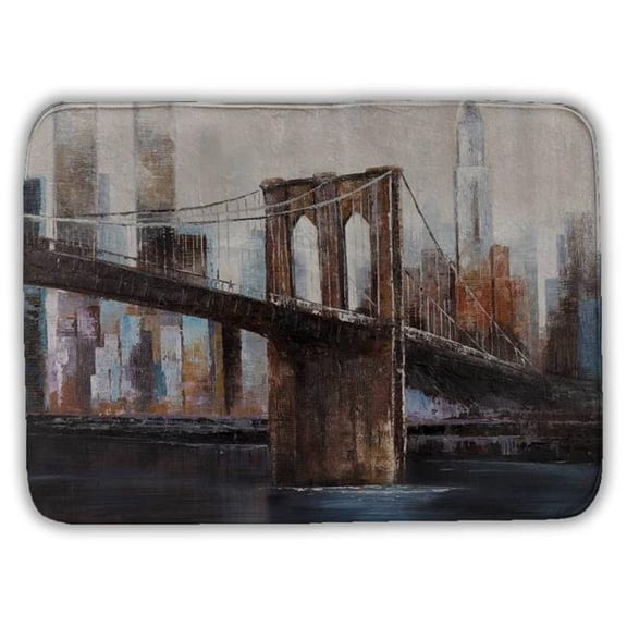 Begin Home Decor 5930-1724-CI235 17 x 24 in. Urban Brooklyn Bridge Bath Mat - Blue Cities Home Decor