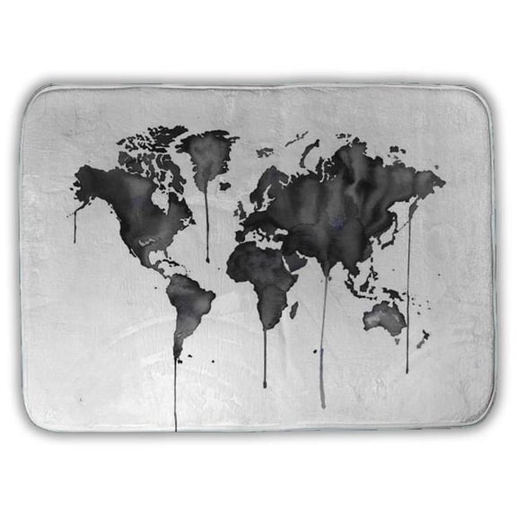 Begin Home Decor 5930-1724-TV12 17 x 24 in. Watercolor World Map Blue Bath Mat - Minimalist Bedroom Decor